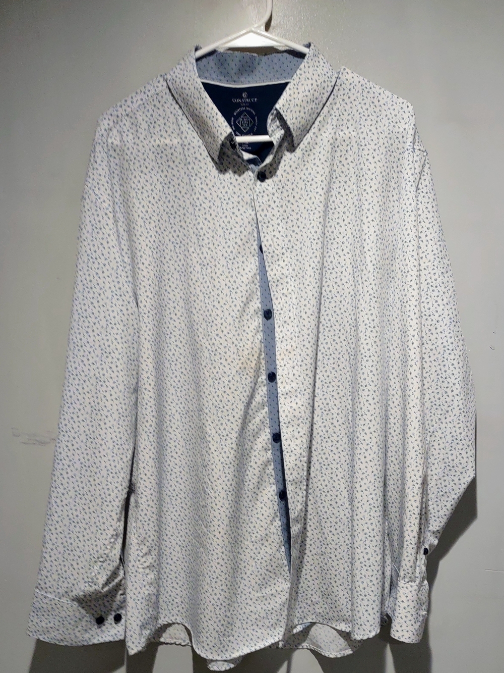 White Microprint Dress Shirt